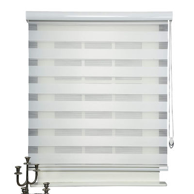 Double Pane Sheer Zebra Vision Blinds วัสดุโพลีเอสเตอร์เมทัลลิคสำหรับสำนักงาน