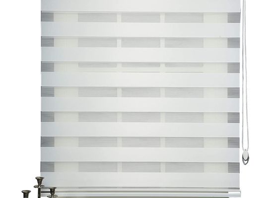 Double Pane Sheer Zebra Vision Blinds วัสดุโพลีเอสเตอร์เมทัลลิคสำหรับสำนักงาน