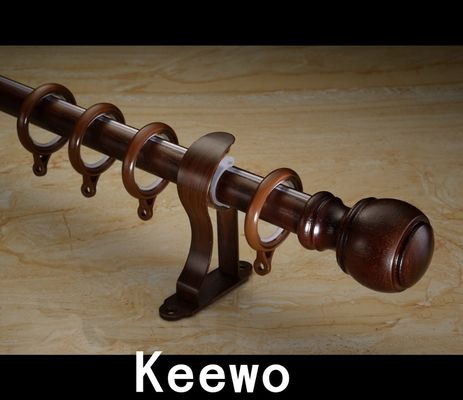 Wood Curtain Rod UK Design Livingroom Window Curtain Pole, Rod Finials, Livingroom Curtain Pole
