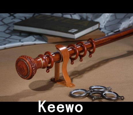 Wood Curtain Rod UK Design Livingroom Window Curtain Pole, Rod Finials, Livingroom Curtain Pole