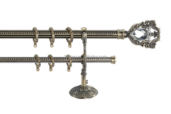 การตกแต่งแบบคลาสสิก Anti -Brass Gold Chrome Anti-Copper Sliver Finishing Metal Iron Curtain Rod