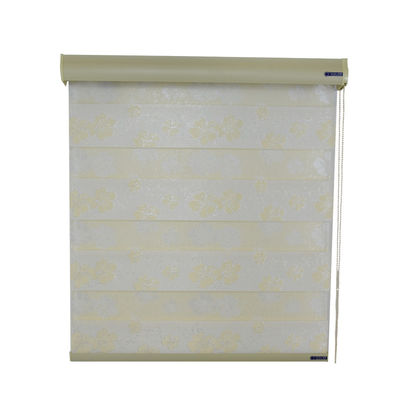 Double ไฟดับ Roller Zebra Blind Curtain แนวนอน วัสดุเส้นด้ายโพลีเอสเตอร์