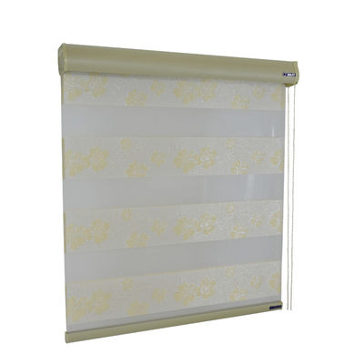 Double ไฟดับ Roller Zebra Blind Curtain แนวนอน วัสดุเส้นด้ายโพลีเอสเตอร์
