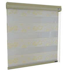 Double ไฟดับ Roller Zebra Blind Curtain แนวนอน วัสดุเส้นด้ายโพลีเอสเตอร์