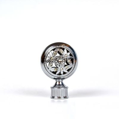 โรงงานขายส่งเศษไม้สีบรอนซ์ 28 มม. โลหะเพชรคริสตัลผ้าม่าน finials ในอุปกรณ์เสริมราวม่าน