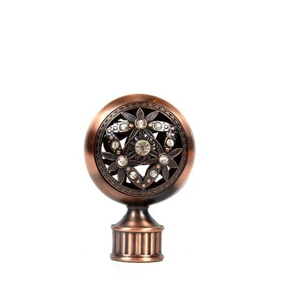 โรงงานขายส่งเศษไม้สีบรอนซ์ 28 มม. โลหะเพชรคริสตัลผ้าม่าน finials ในอุปกรณ์เสริมราวม่าน