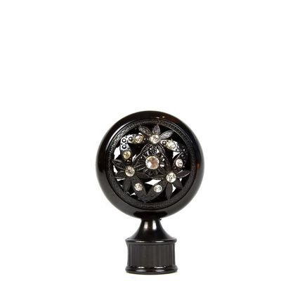 โรงงานขายส่งเศษไม้สีบรอนซ์ 28 มม. โลหะเพชรคริสตัลผ้าม่าน finials ในอุปกรณ์เสริมราวม่าน