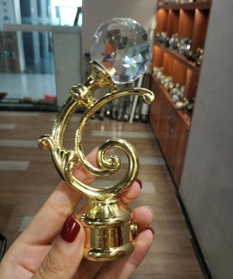 ขายส่งคริสตัลทองเสาม่านโลหะ finials ราวม่านอุปกรณ์เสริมสำหรับราวม่าน
