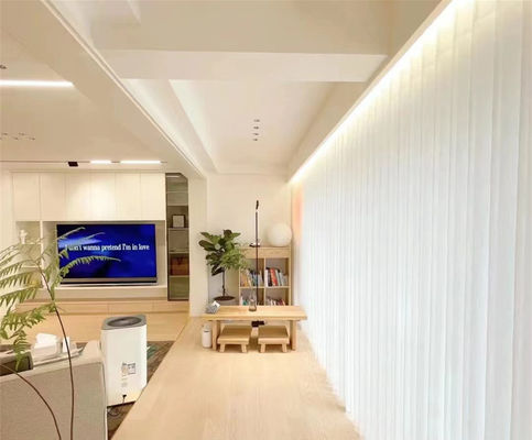 ผ้าม่านกึ่งตาบอดแบบแมนนวลระบายอากาศป้องกัน Uv White Dream Vertical Cord Control
