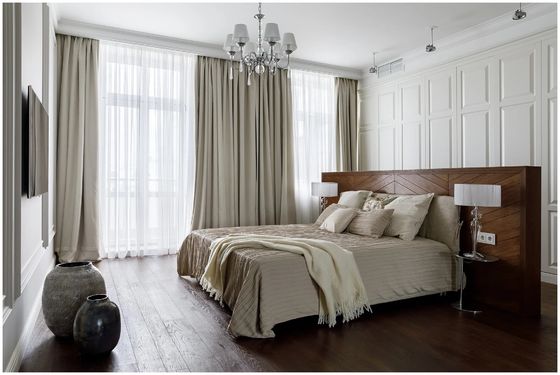 ม่านปรับแสงฝันแนวตั้ง Smart Electric หรูหรา สไตล์ฝรั่งเศส ร่วมสมัย ความกว้าง 53''